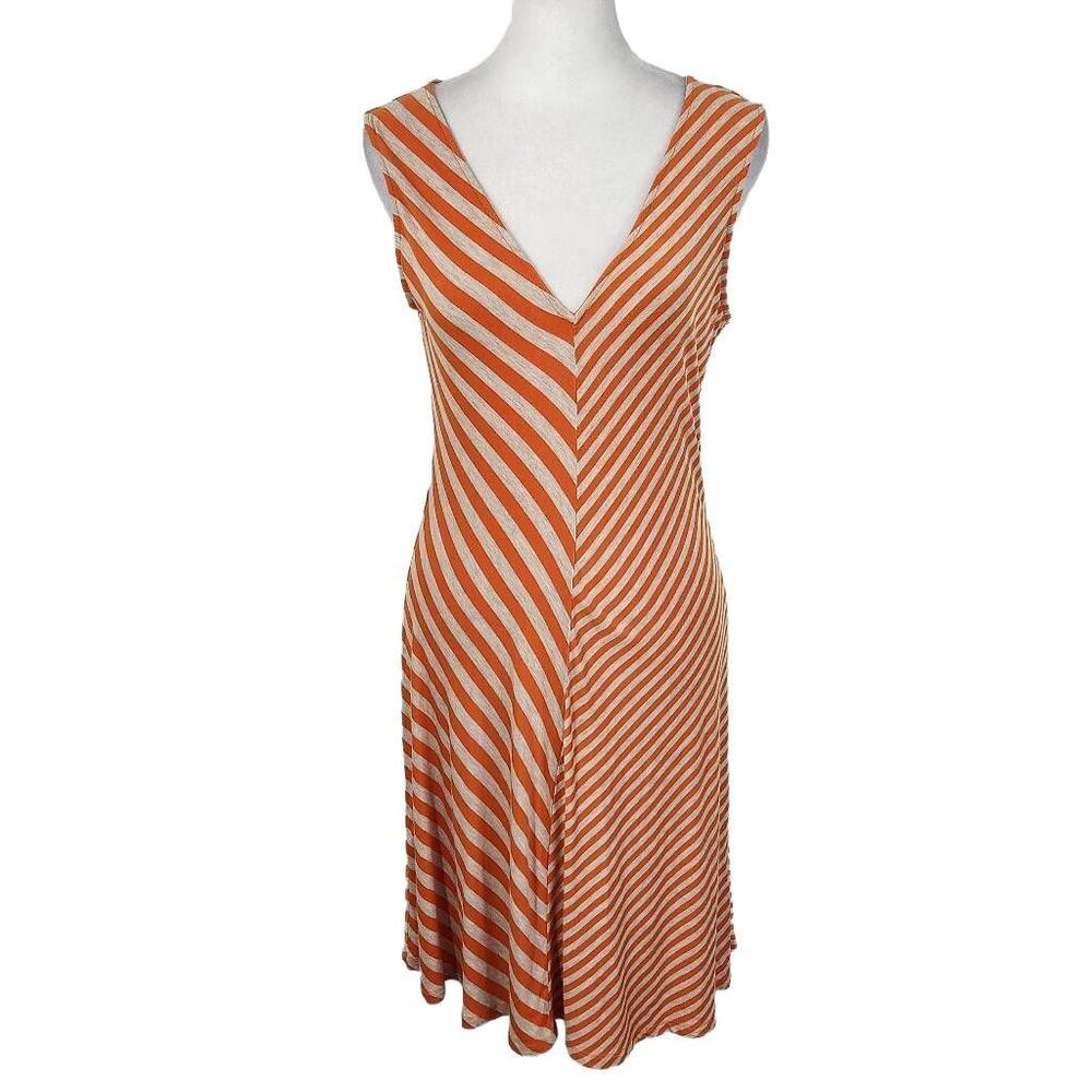 Calvin Klein Sleeveless Orange Striped Dress Size 4 Chevron Striped Dress